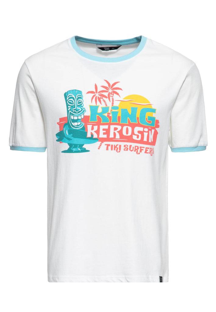 Queen Kerosin Contrast T-Shirt «Tiki Surfers»