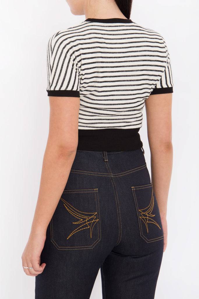 Queen Kerosin Cropped Pullover Mit Streifen