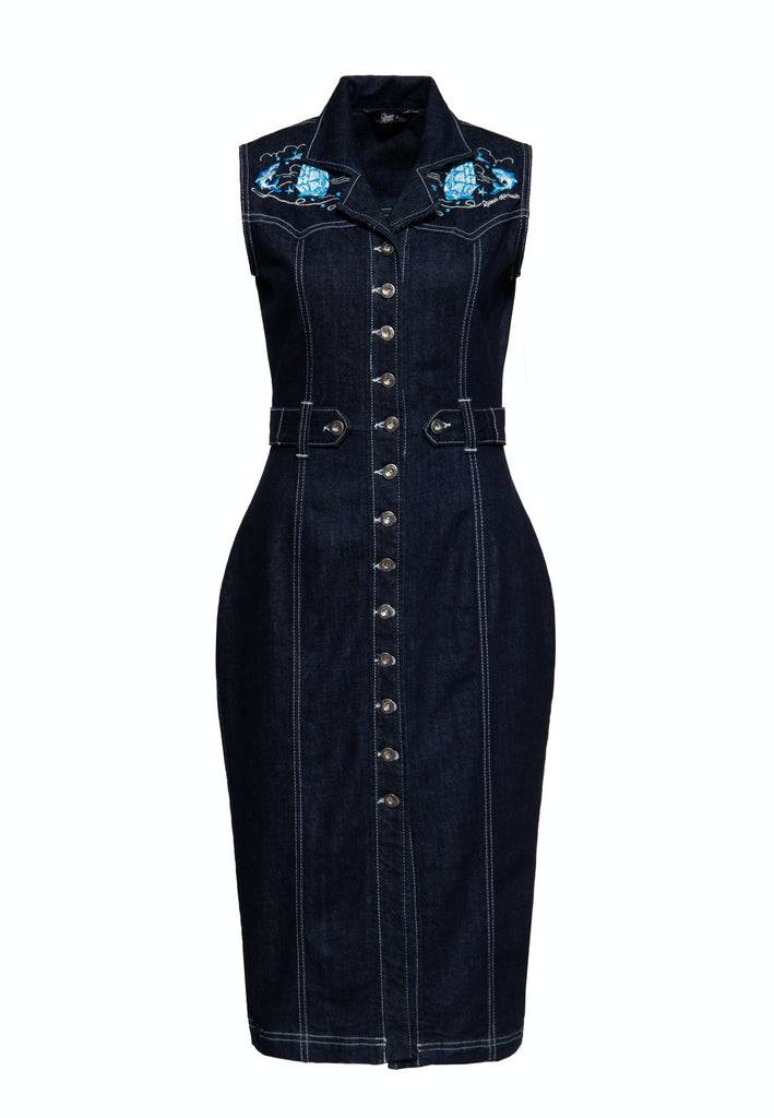 Queen Kerosin Denim Bleistiftkleid