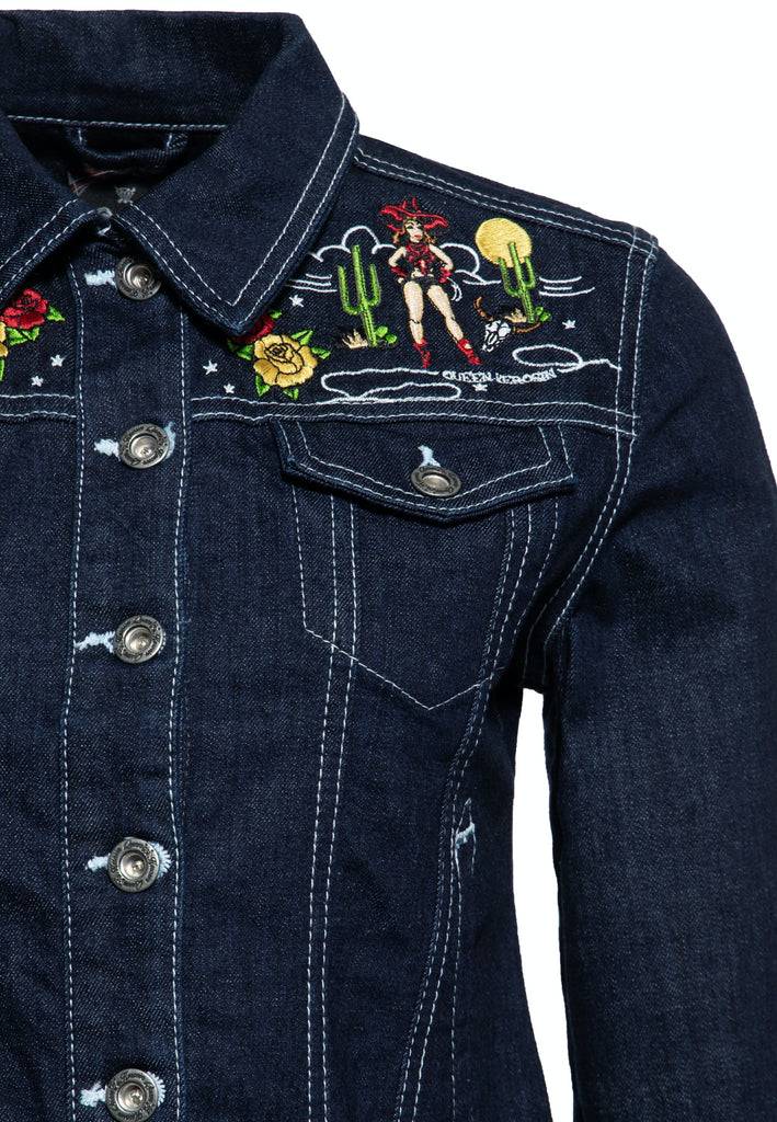 Queen Kerosin Denim Jeansjacke Im Western-Style
