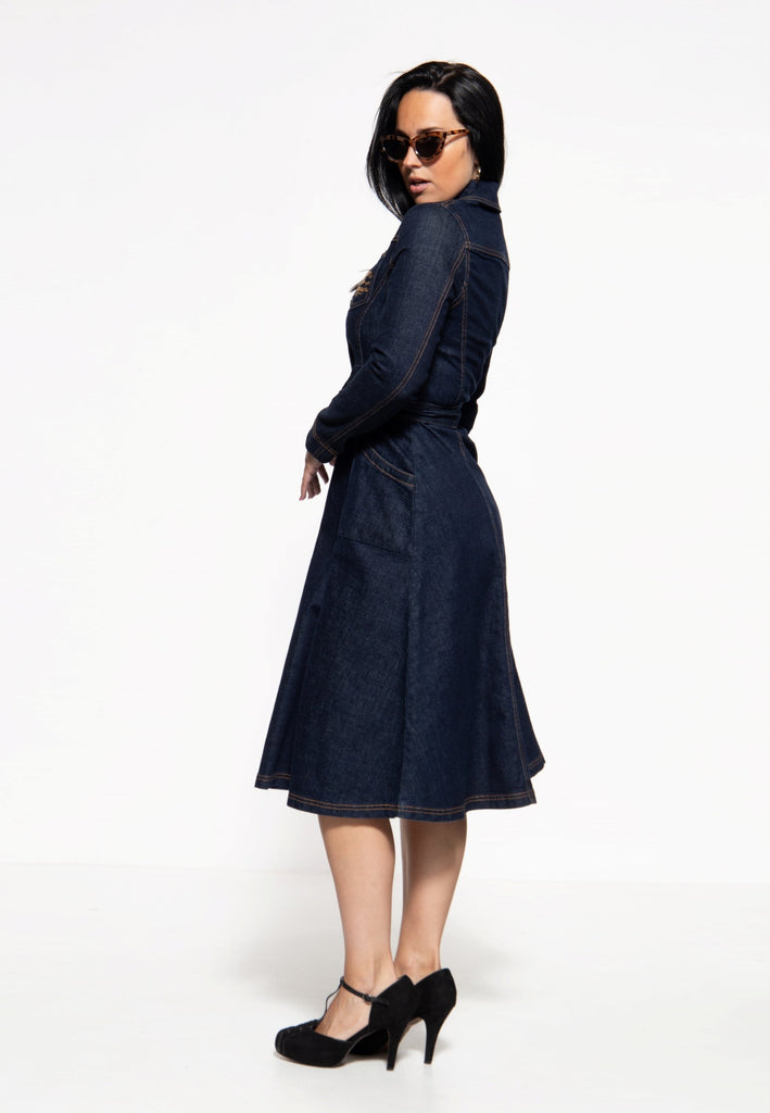 Queen Kerosin Denim Swing-Dress «Q Crown»