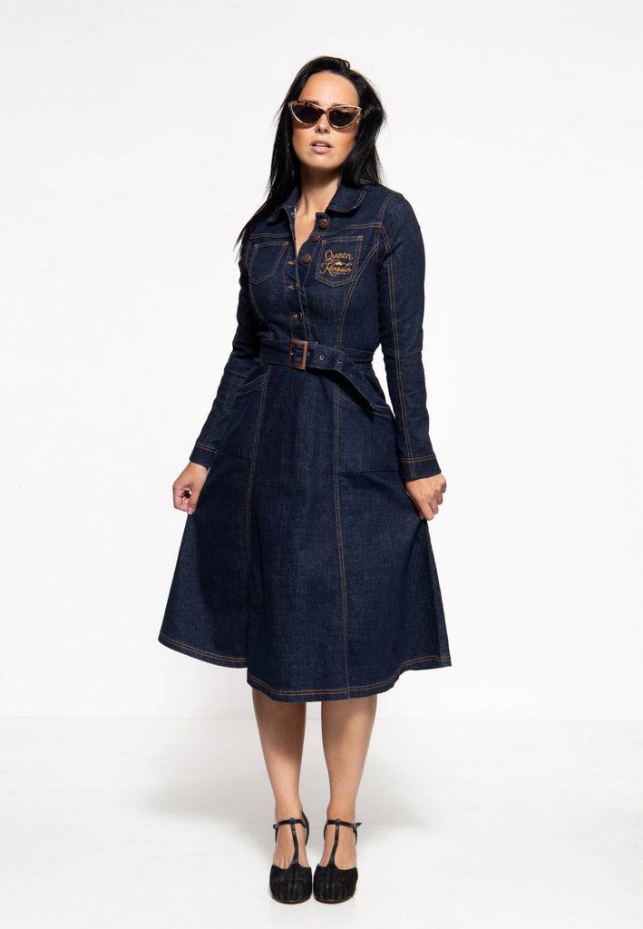 Queen Kerosin Denim Swing-Dress «Q Crown»