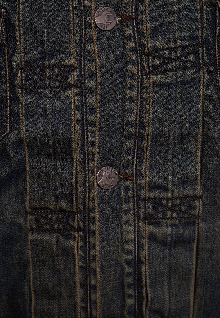 Queen Kerosin Denim Weste Stickerei «Motor State»