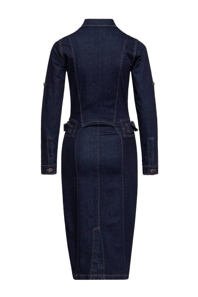 Queen Kerosin Denim Workwear Pencil Kleid