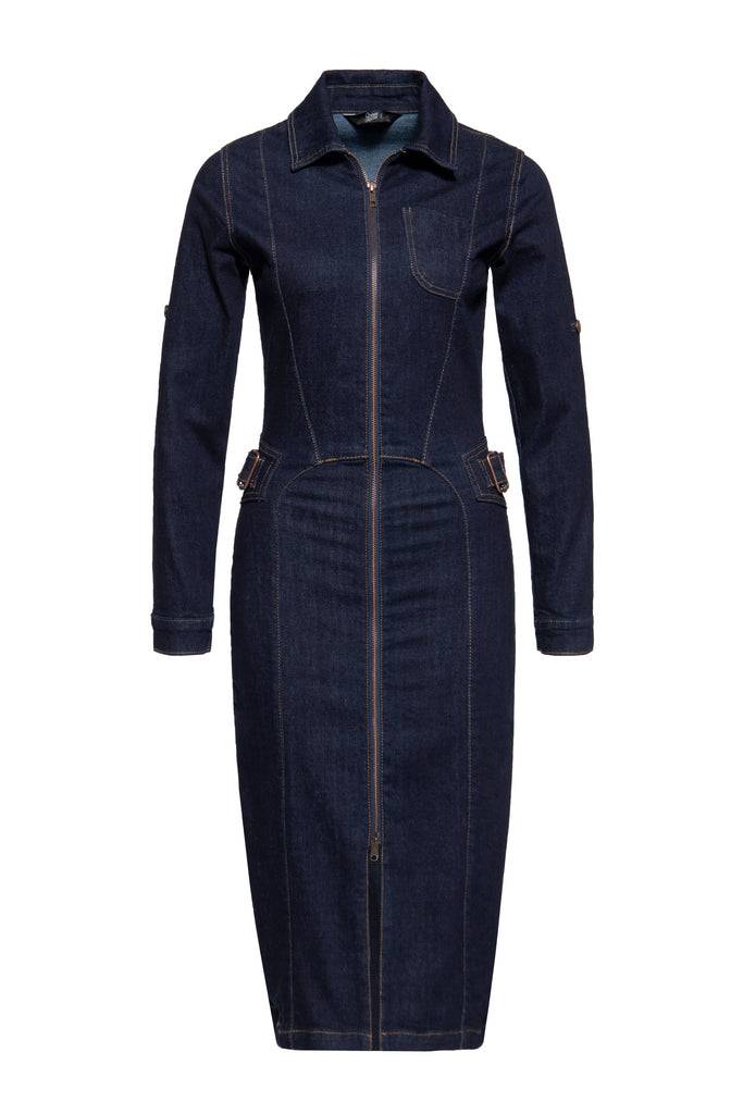 Queen Kerosin Denim Workwear Pencil Kleid