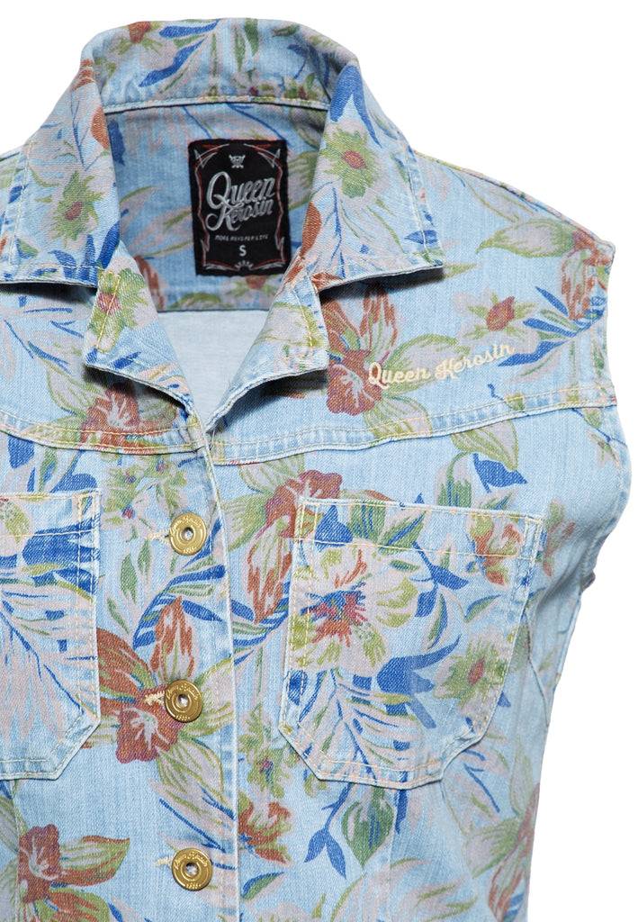 Queen Kerosin Denim Workwear Swing Kleid «Hawaii»