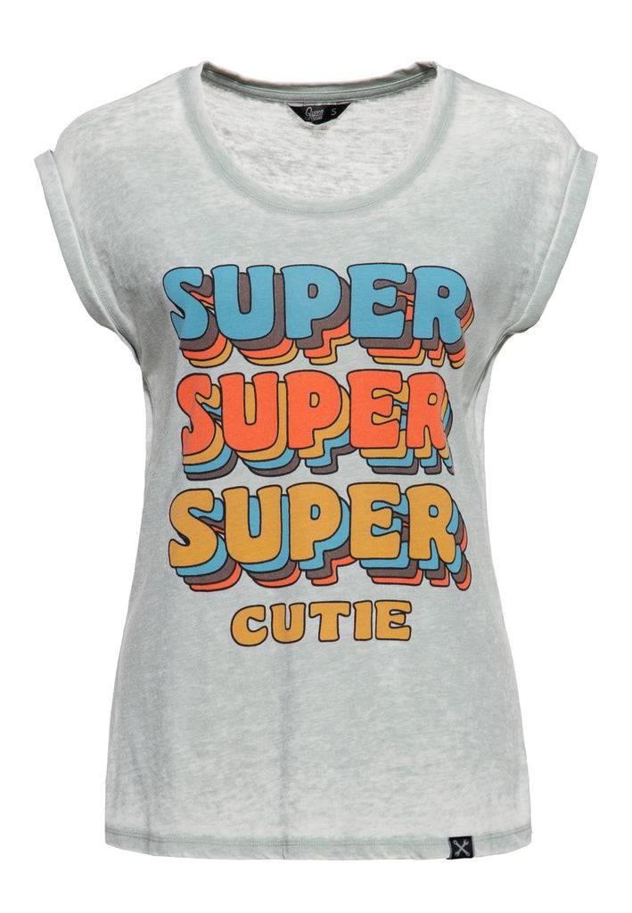 Queen Kerosin Enzym Wash T-Shirt «Super Cutie»
