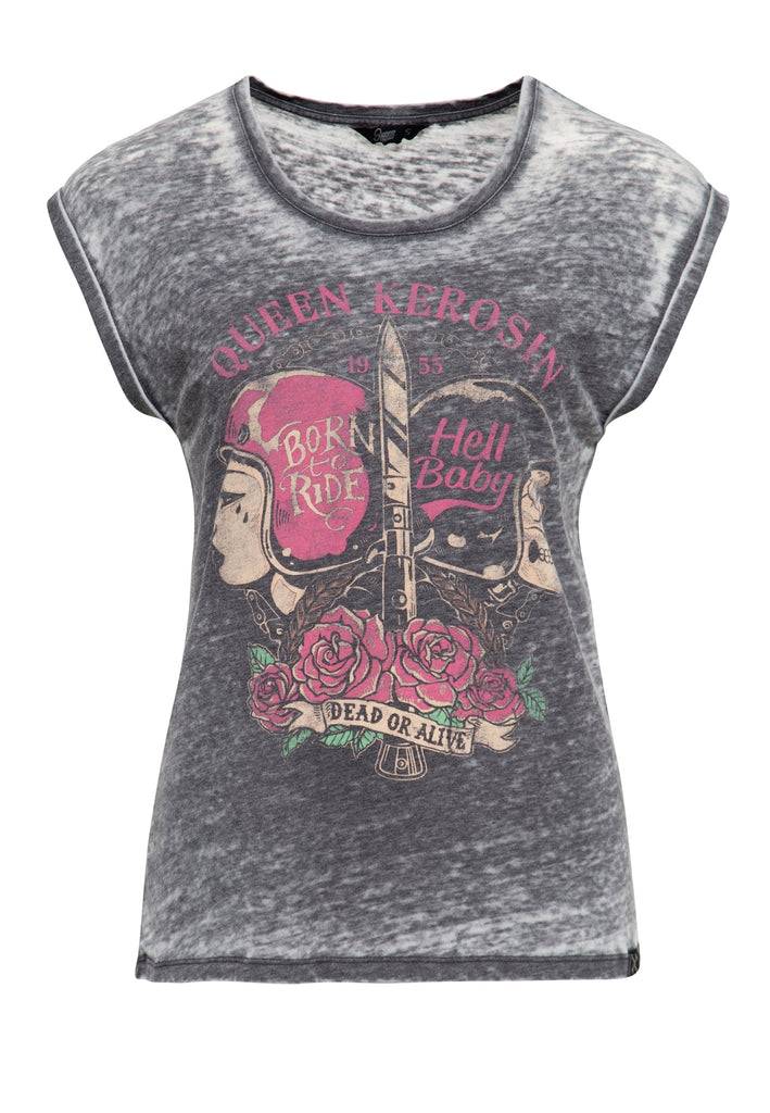 Queen Kerosin Enzyme Wash T-Shirt «Hell Baby»