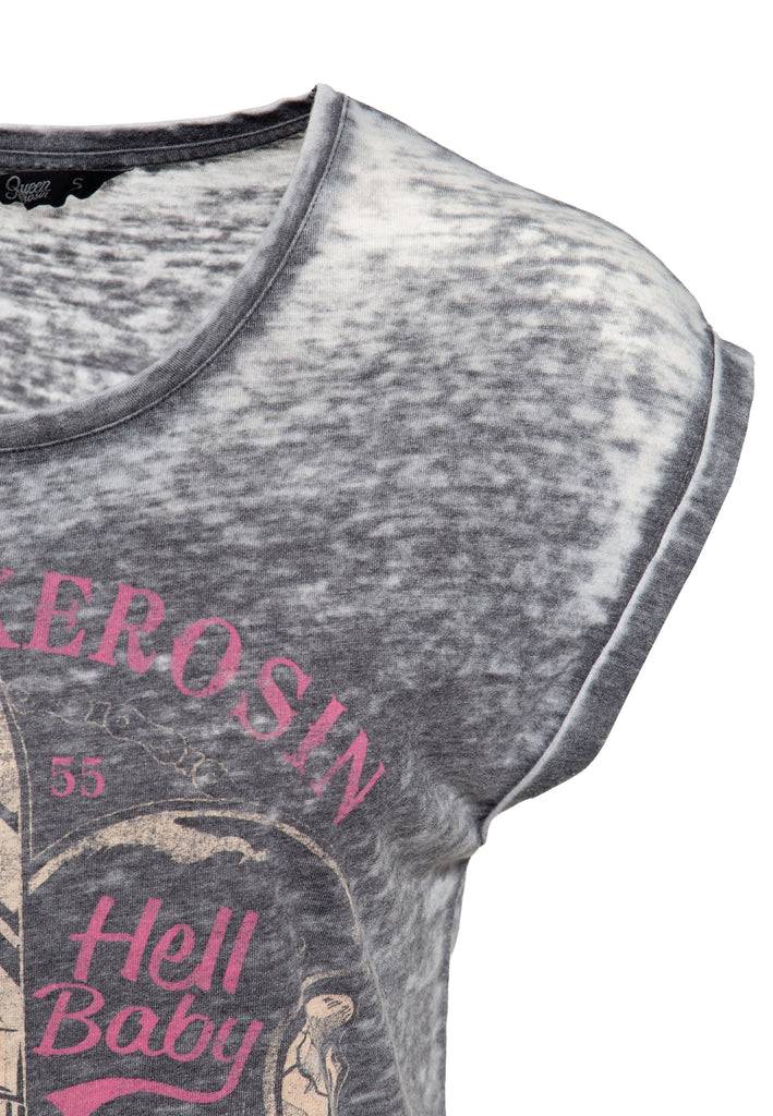 Queen Kerosin Enzyme Wash T-Shirt «Hell Baby»