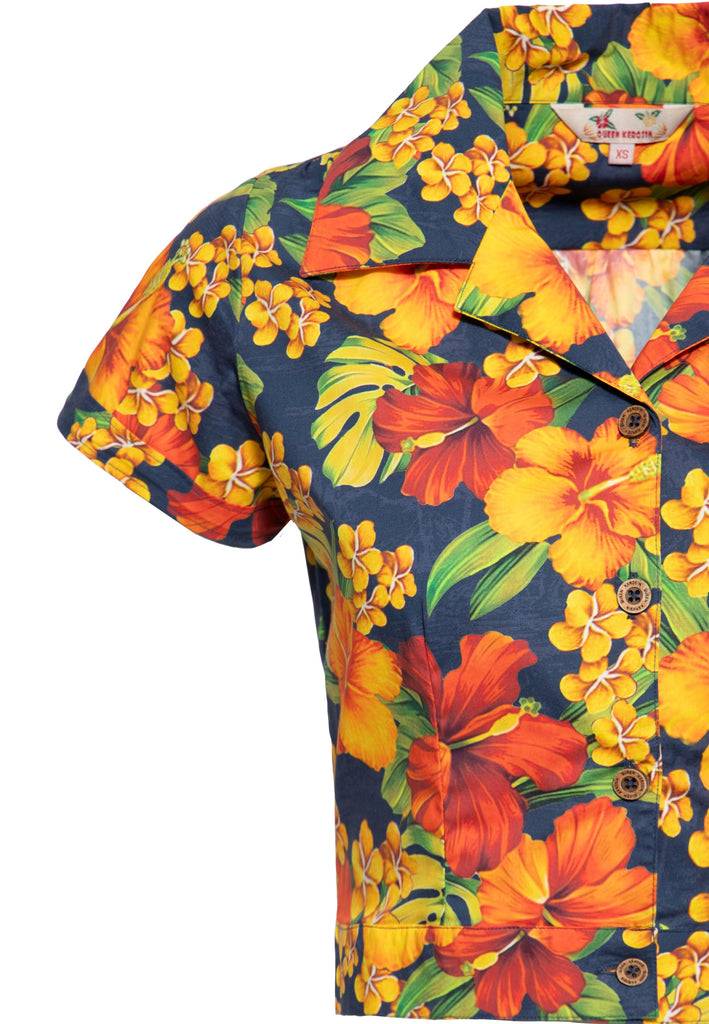 Queen Kerosin Hawaiibluse «Hibiskus»