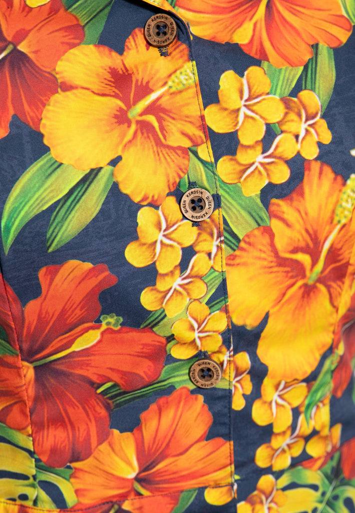 Queen Kerosin Hawaiibluse «Hibiskus»