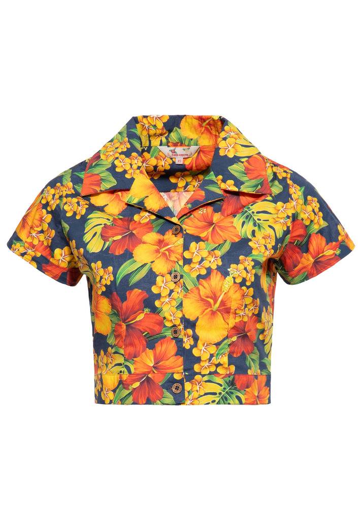 Queen Kerosin Hawaiibluse «Hibiskus»