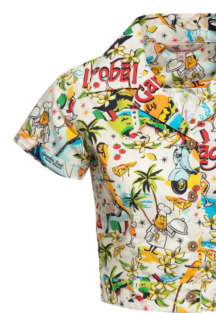 Queen Kerosin Hawaiibluse «Lago Di Garda»