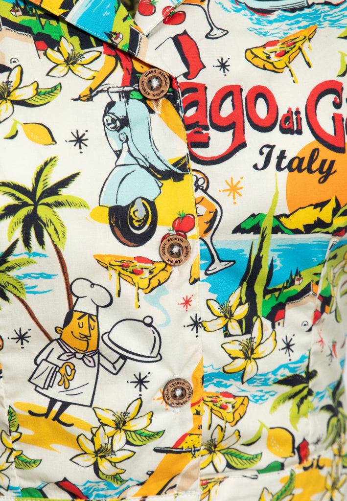 Queen Kerosin Hawaiibluse «Lago Di Garda»