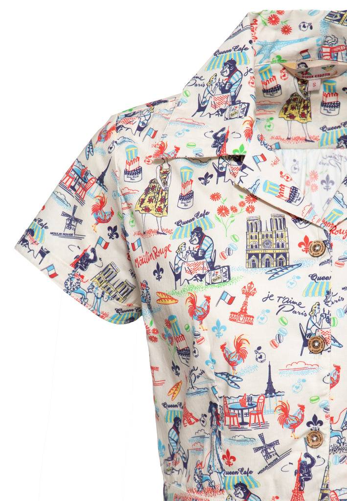 Queen Kerosin Hawaiibluse «Paris»