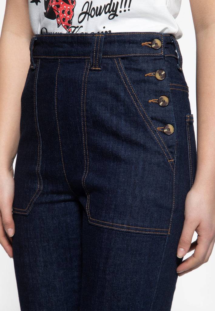 Queen Kerosin High Waist Capri Jeanshose