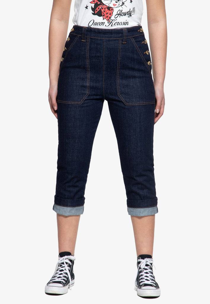 Queen Kerosin High Waist Capri Jeanshose