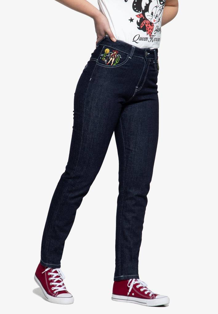 Queen Kerosin High Waist Jeanshose