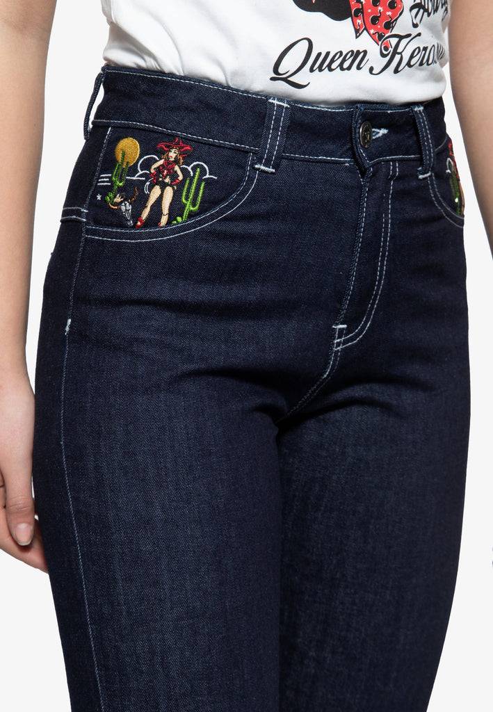 Queen Kerosin High Waist Jeanshose