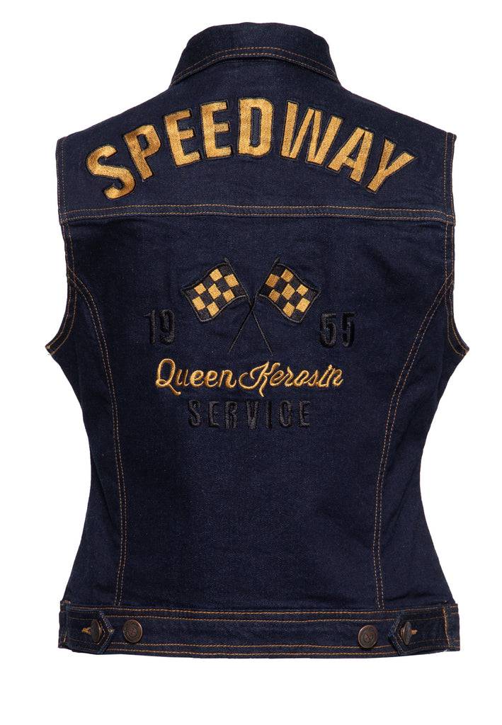 Queen Kerosin Jeans Weste «Speedway»