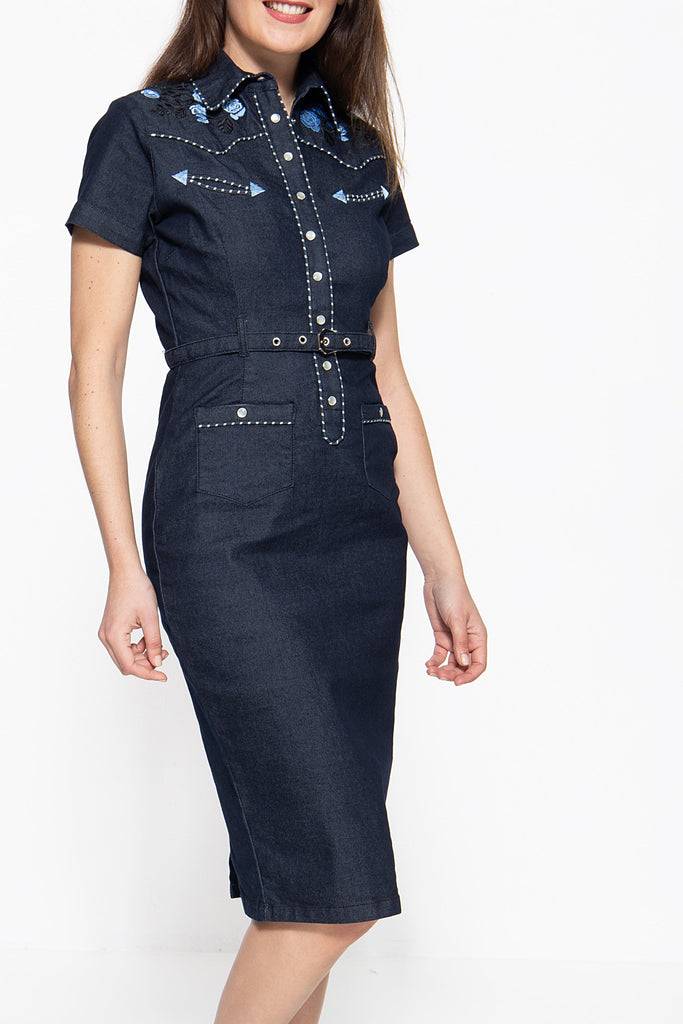 Queen Kerosin Jeanskleid Im Westernchic