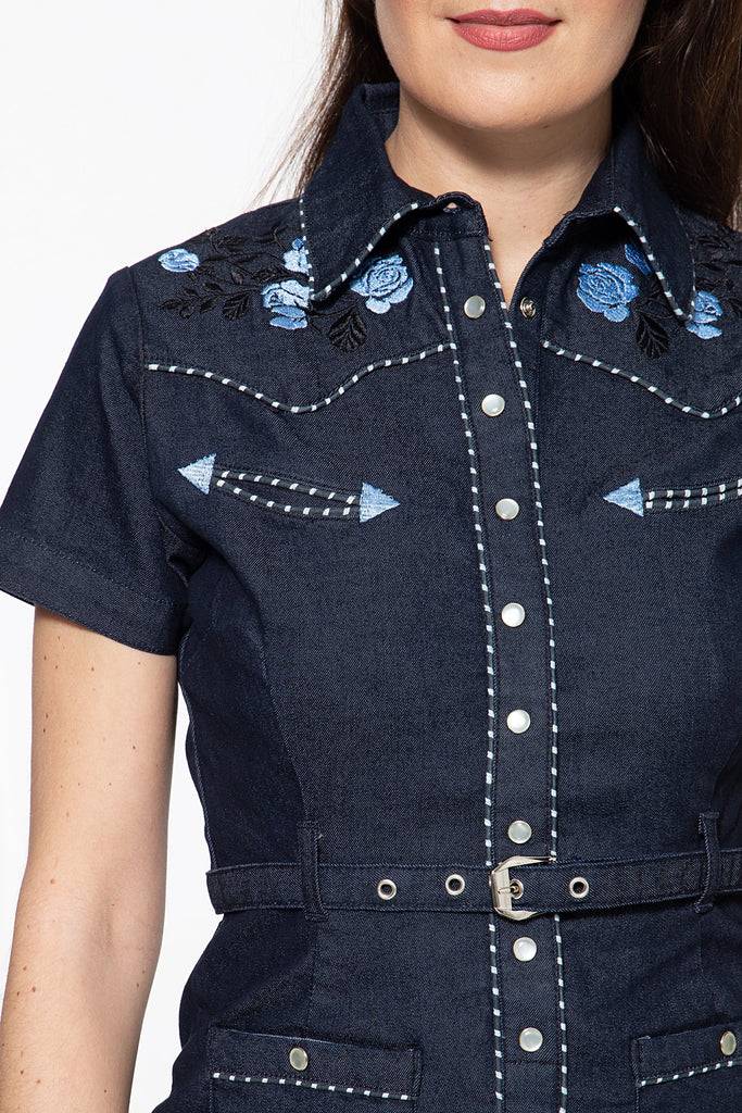 Queen Kerosin Jeanskleid Im Westernchic