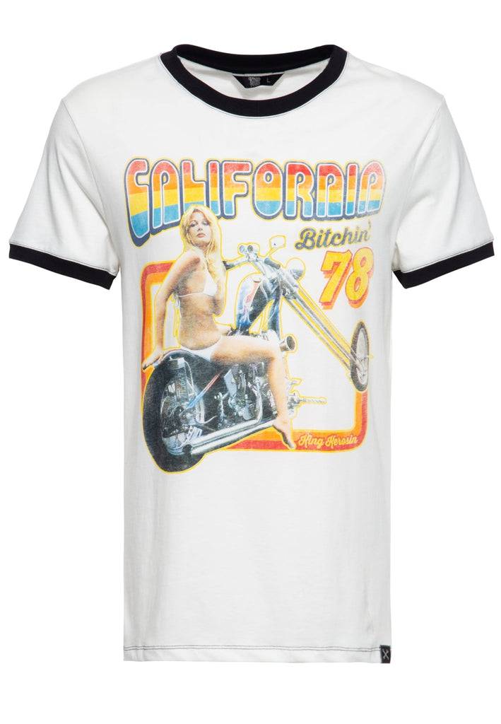 Queen Kerosin Kontrast T-Shirt «California Bitchin»