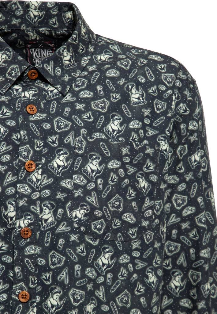 Queen Kerosin Langarm Hemd «Oldschool-Tattoos»