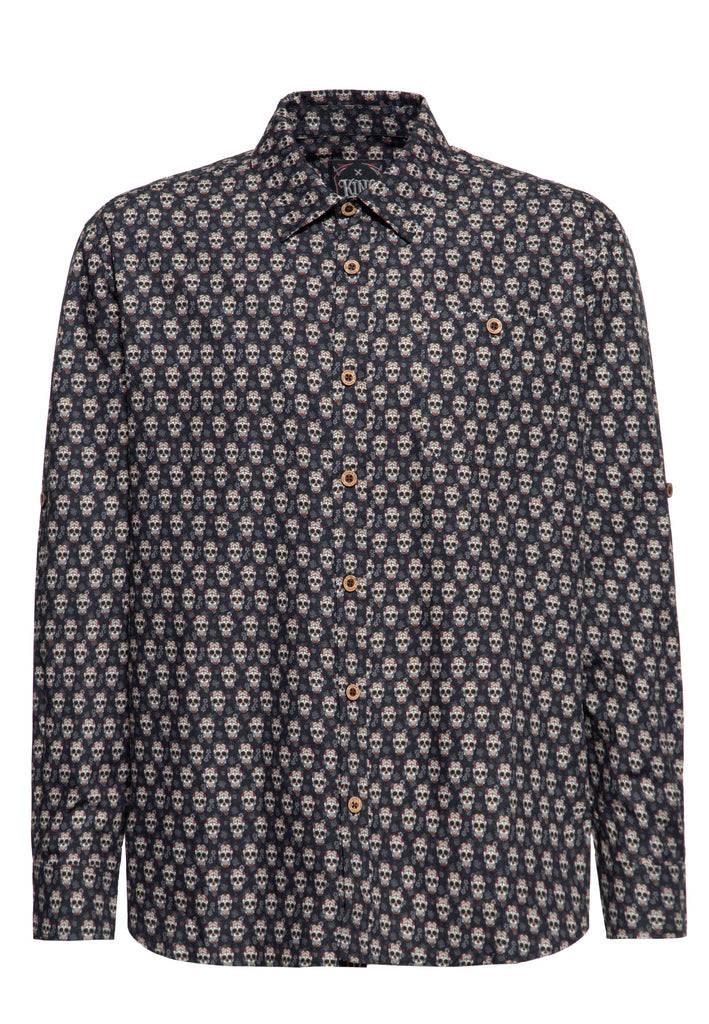 Queen Kerosin Langarmhemd «Calavera»