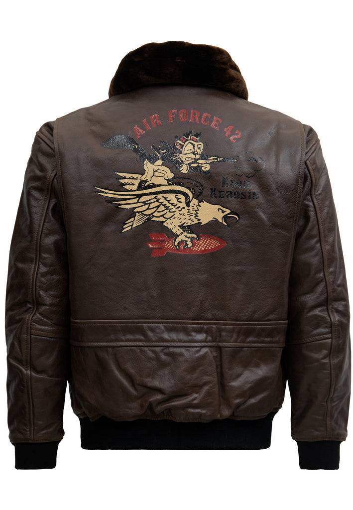 Queen Kerosin Leder Aviator Jacke «Air Force 42»