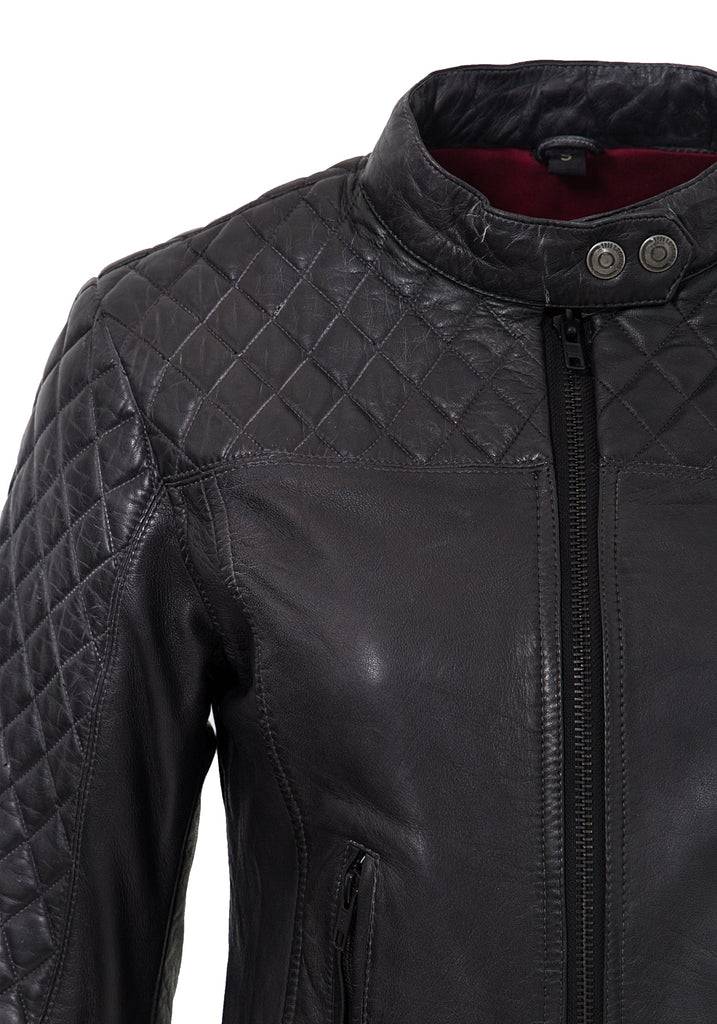 Queen Kerosin Lederjacke Mit Kontrastfutter