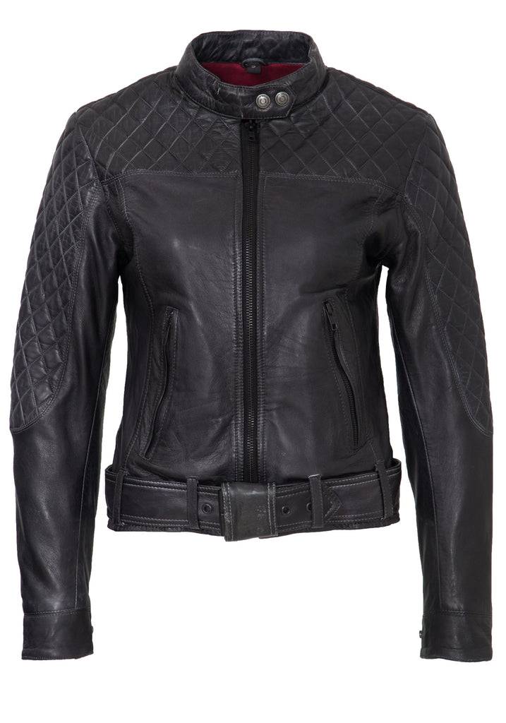 Queen Kerosin Lederjacke mit Kontrastfutter