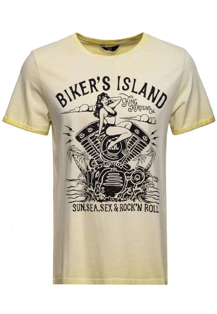Queen Kerosin Oil Wash T-Shirt «Bikers Island»