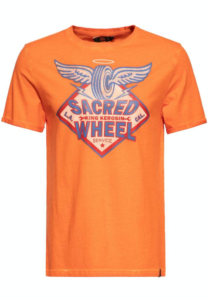 Queen Kerosin Oil Washed T-Shirt «Sacred Wheel»