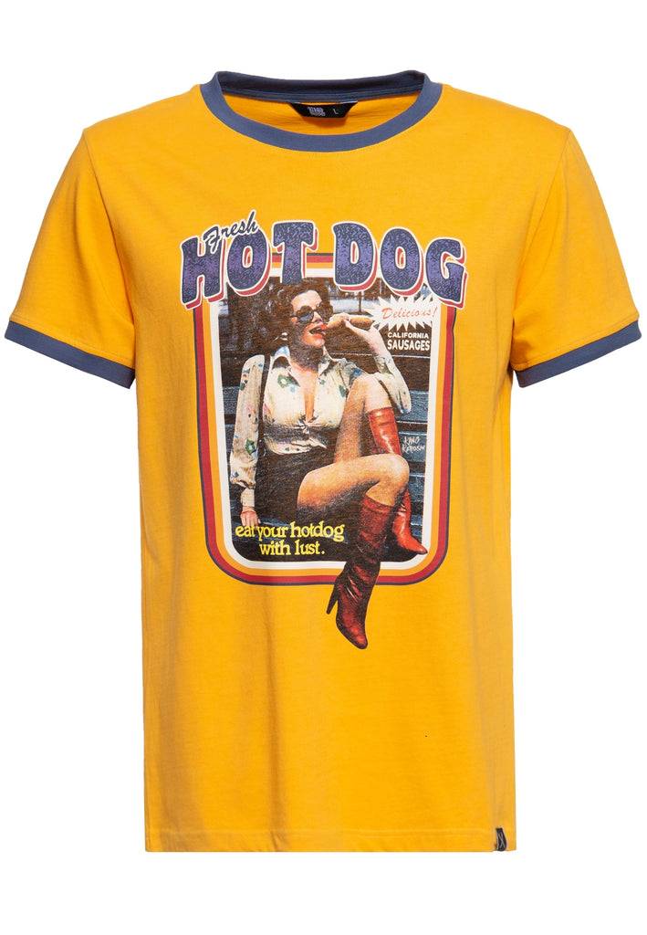 Queen Kerosin Oldschool Ringer T-Shirt «Hot Dog»