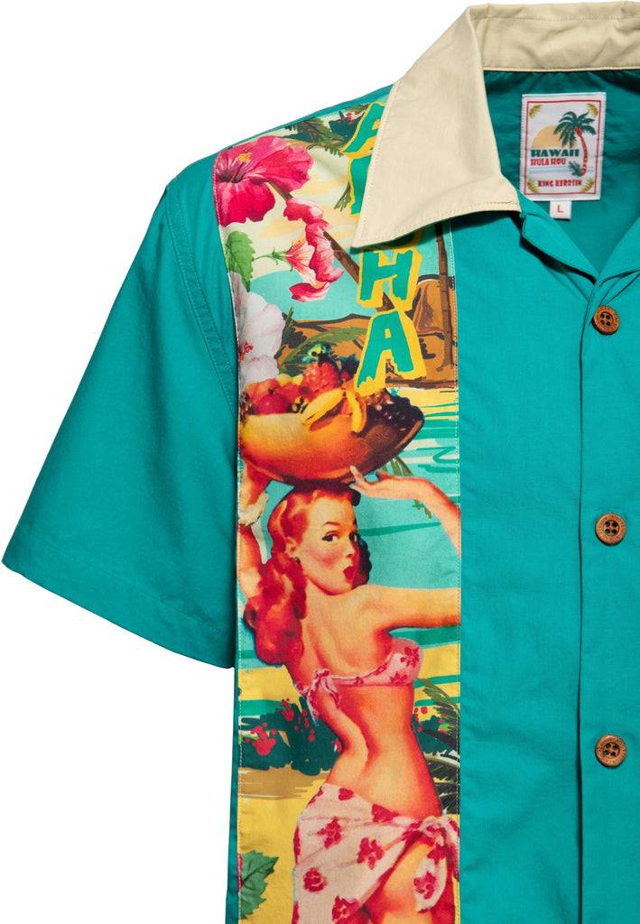 Queen Kerosin Panel Hemd «Pin-Up Hawaii»