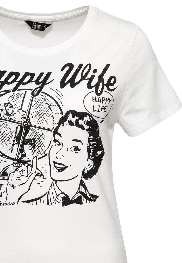 Queen Kerosin Print T-Shirt «Happy Wife»