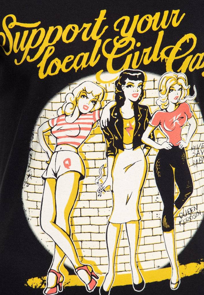 Queen Kerosin Print T-Shirt Im Slim Fit «Girl Gang»