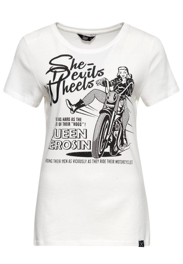 Queen Kerosin Print T-Shirt «She devils on wheels»