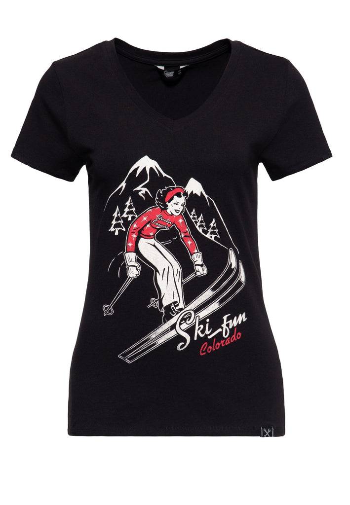 Queen Kerosin Print T-Shirt «Ski Fun»