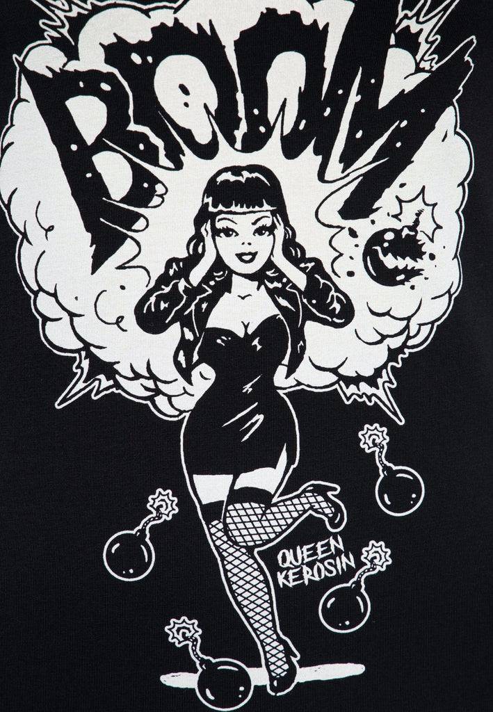 Queen Kerosin Printshirt Mit V-Ausschnitt «Boom»