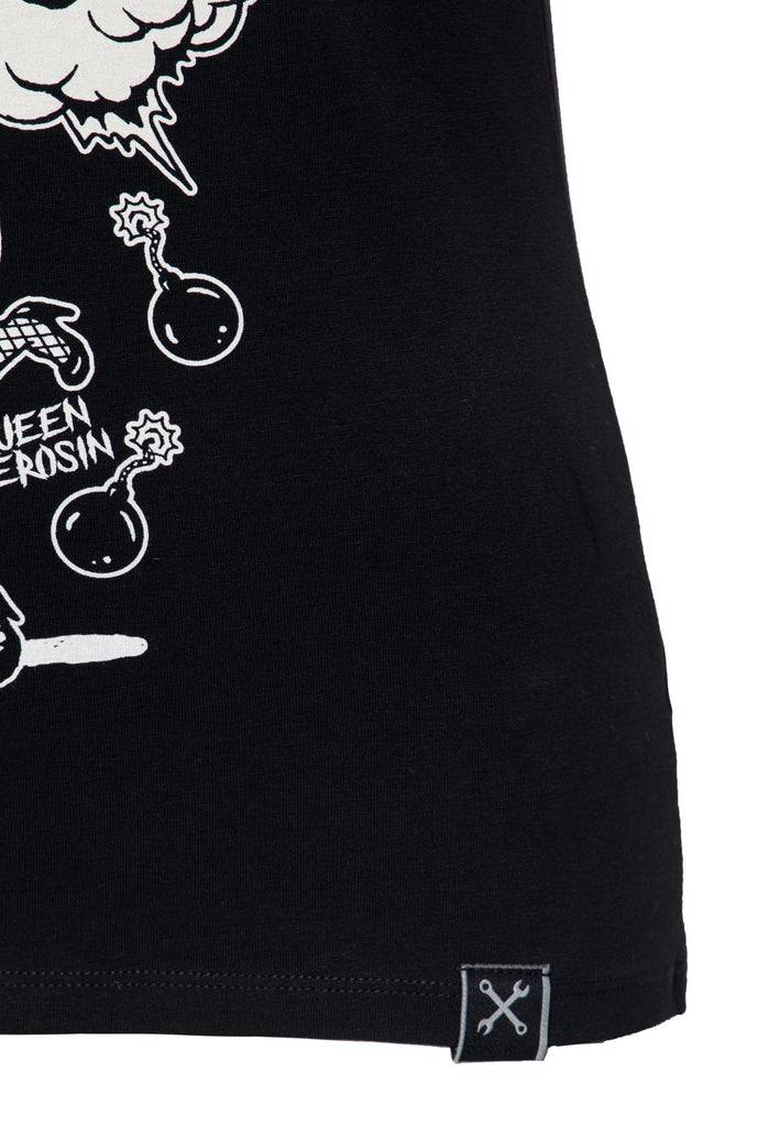 Queen Kerosin Printshirt Mit V-Ausschnitt «Boom»