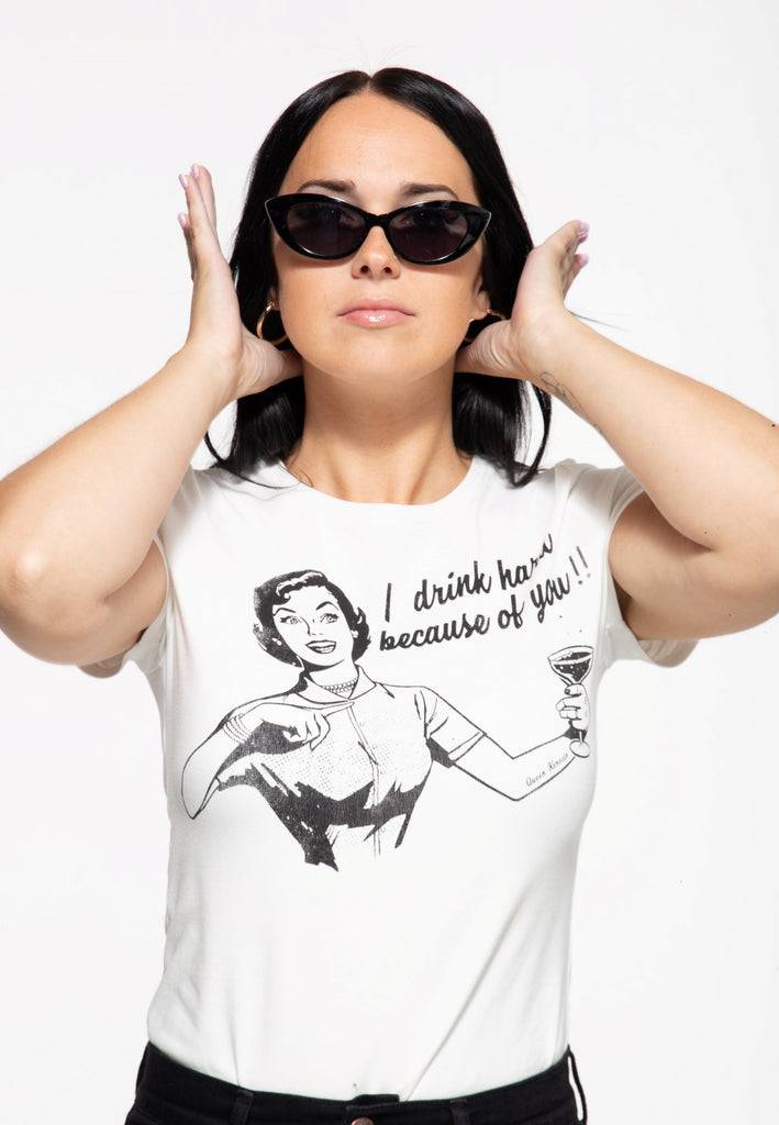 Queen Kerosin Retro T-Shirt «I Drink Hard»