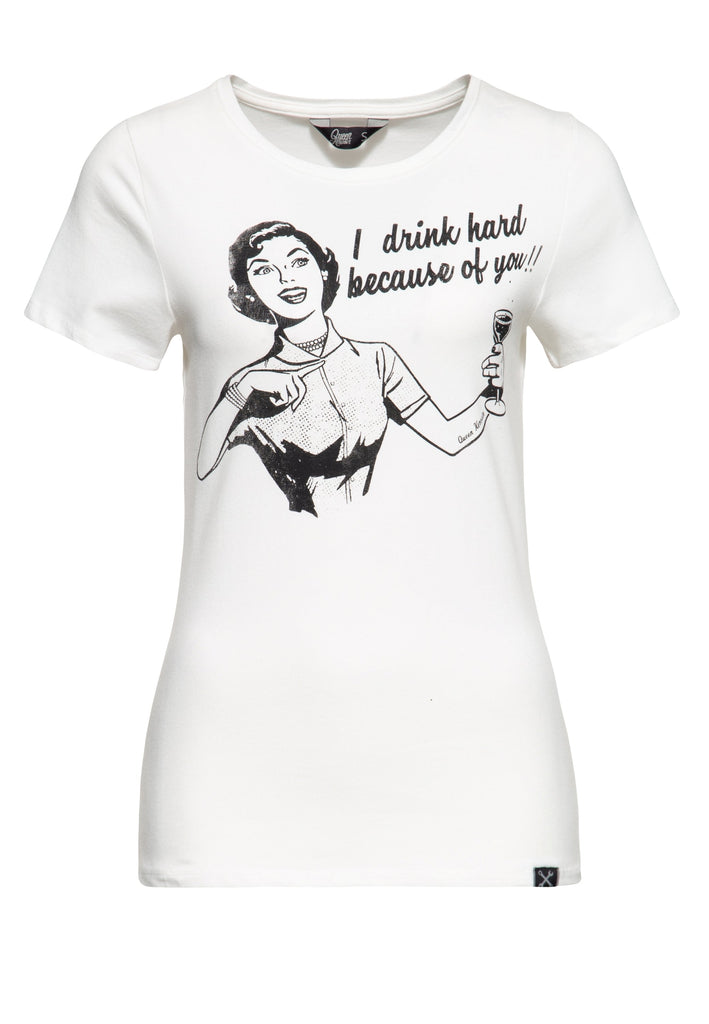 Queen Kerosin Retro T-Shirt «I Drink Hard»