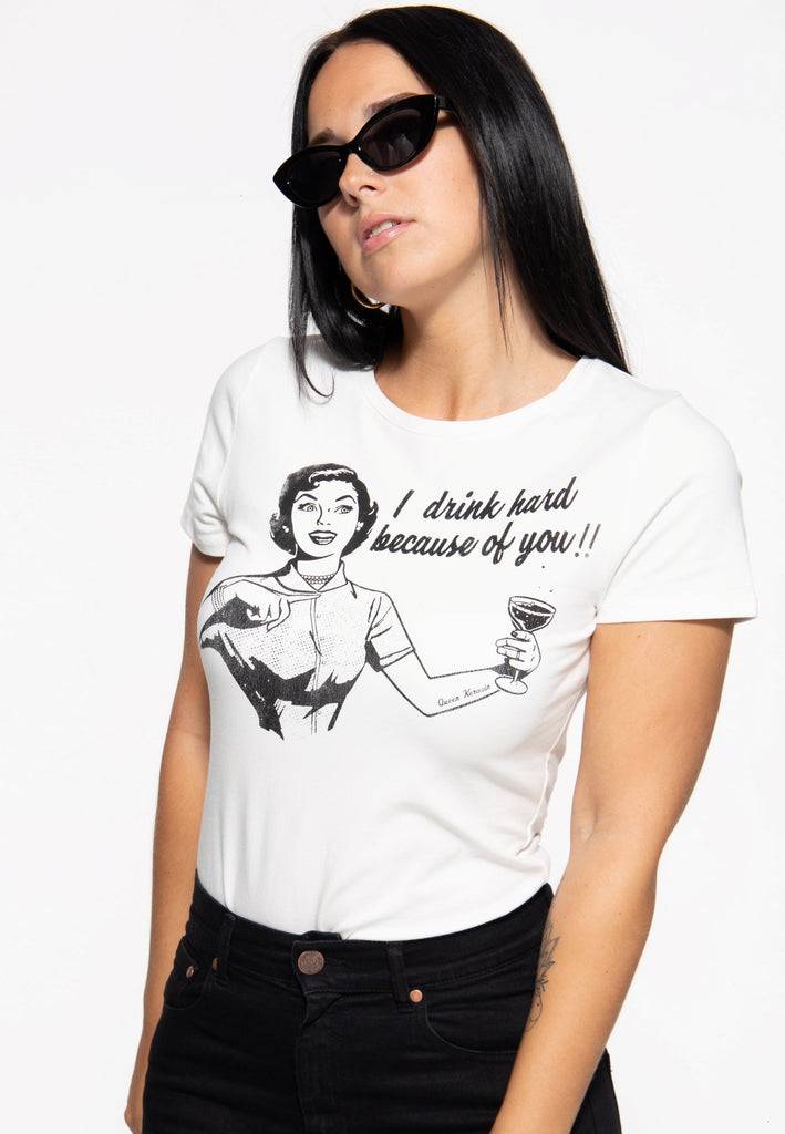Queen Kerosin Retro T-Shirt «I drink hard»