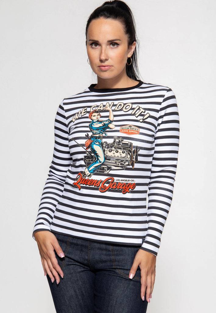 Queen Kerosin Ringel Longsleeve «We can do it»