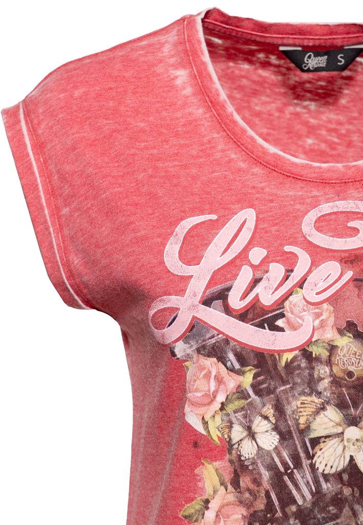 Queen Kerosin Roll-Up Sleeve T-Shirt «Ride To Live»