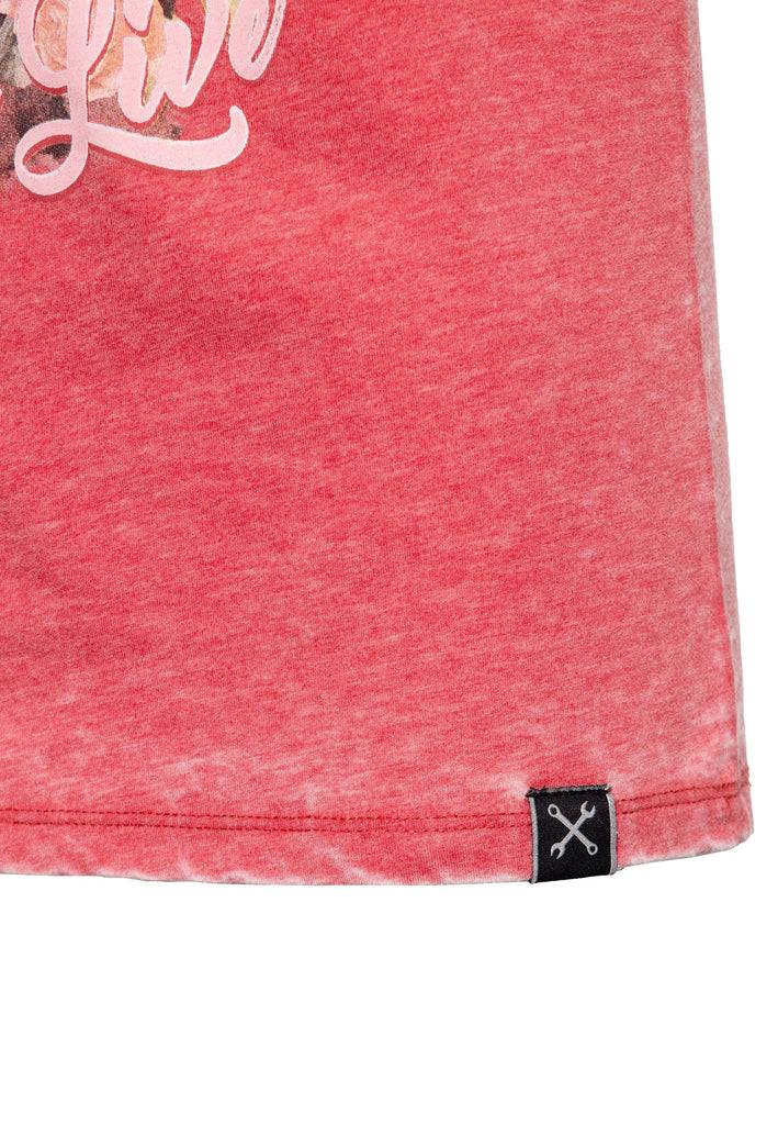 Queen Kerosin Roll-Up Sleeve T-Shirt «Ride To Live»