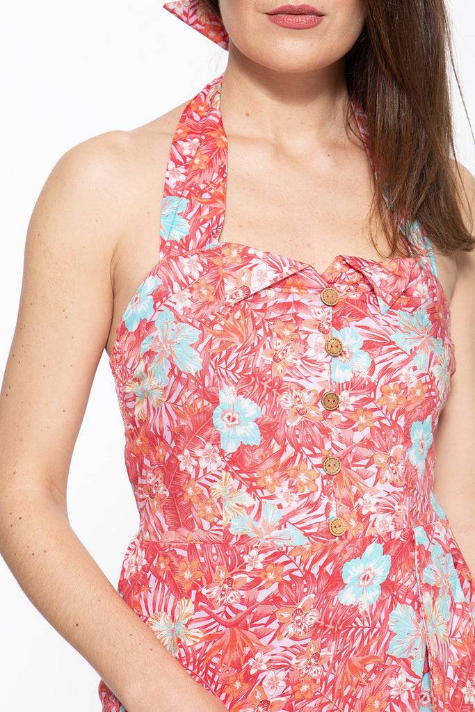 Queen Kerosin Sommerkleid Mit Tropischem Muster