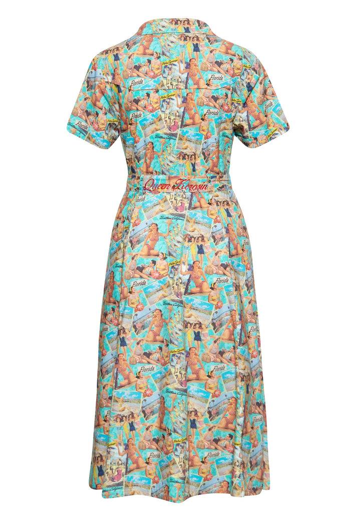 Queen Kerosin Swing Kleid «Blue Heaven»